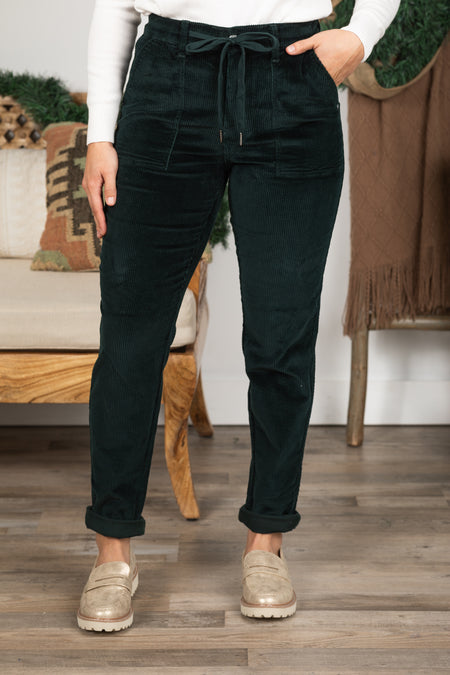 Judy Blue Emerald Corduroy Cuffed Joggers