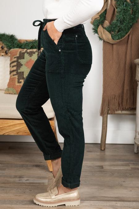 Judy Blue Emerald Corduroy Cuffed Joggers