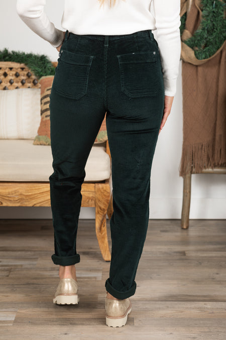 Judy Blue Emerald Corduroy Cuffed Joggers