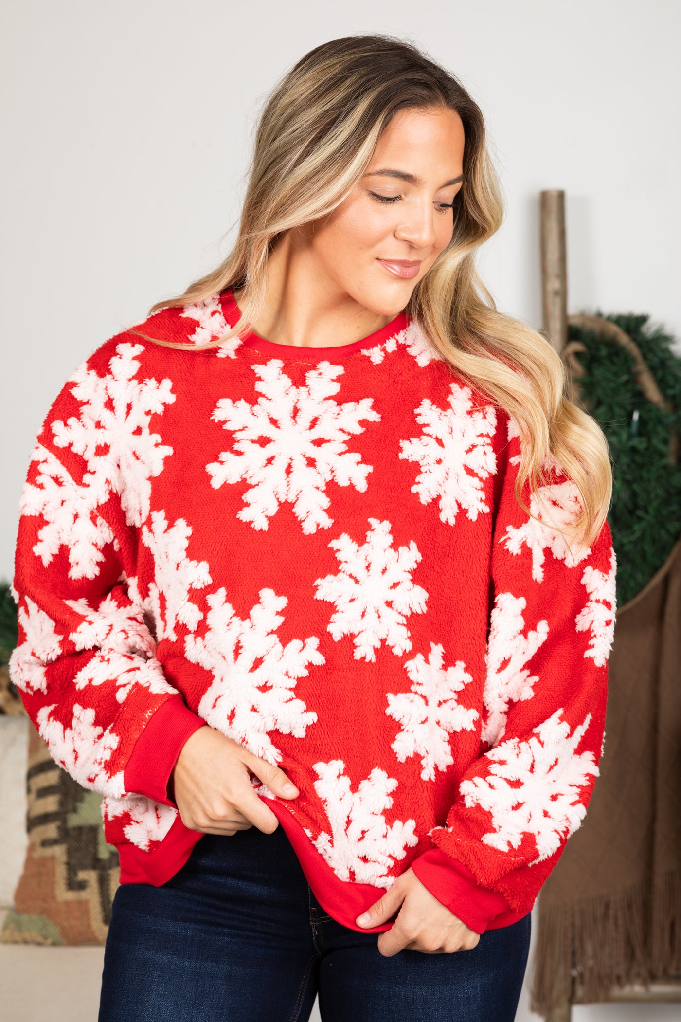 Red Snowflake Christmas Pullover