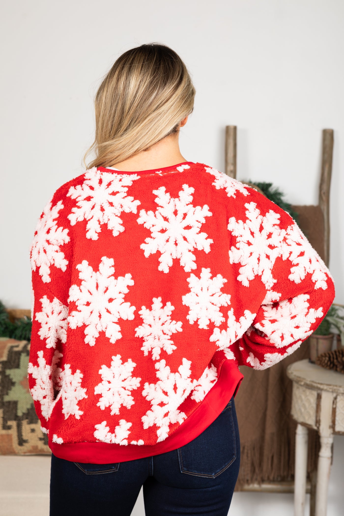 Red Snowflake Christmas Pullover