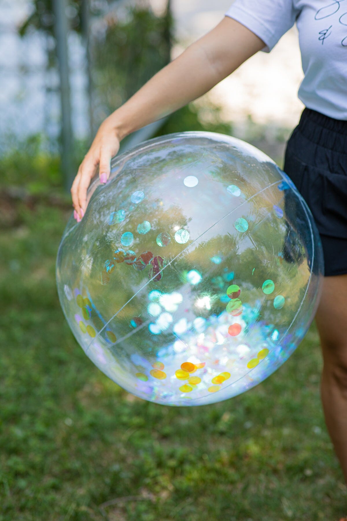 White And Pink Glitter Inflatable Beach Ball · Filly Flair