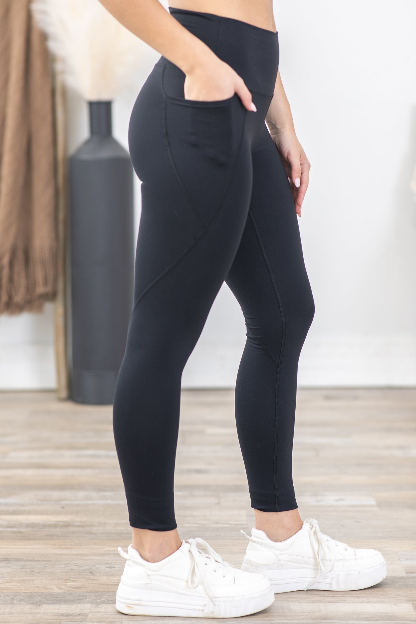 Black Tapered Band Essential Leggings