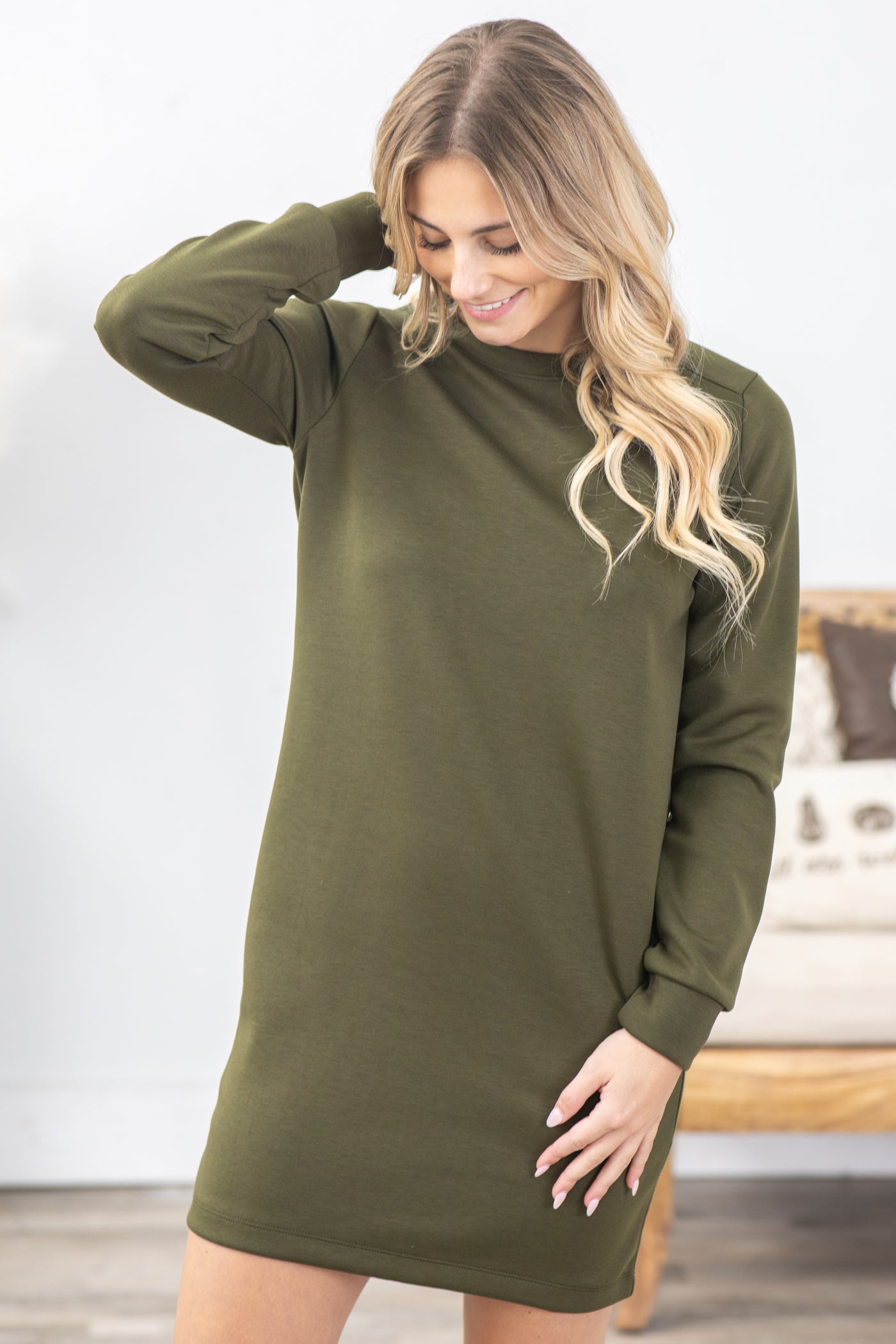 Crewneck Long Sleeve Scuba Dress