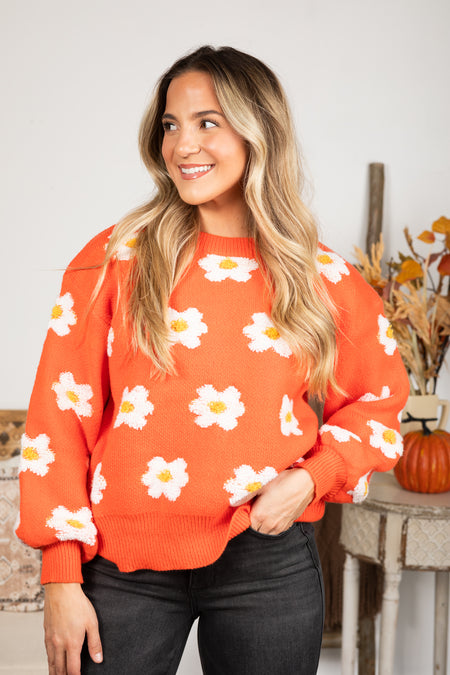 Oversize Daisy Floral Pattern Sweater