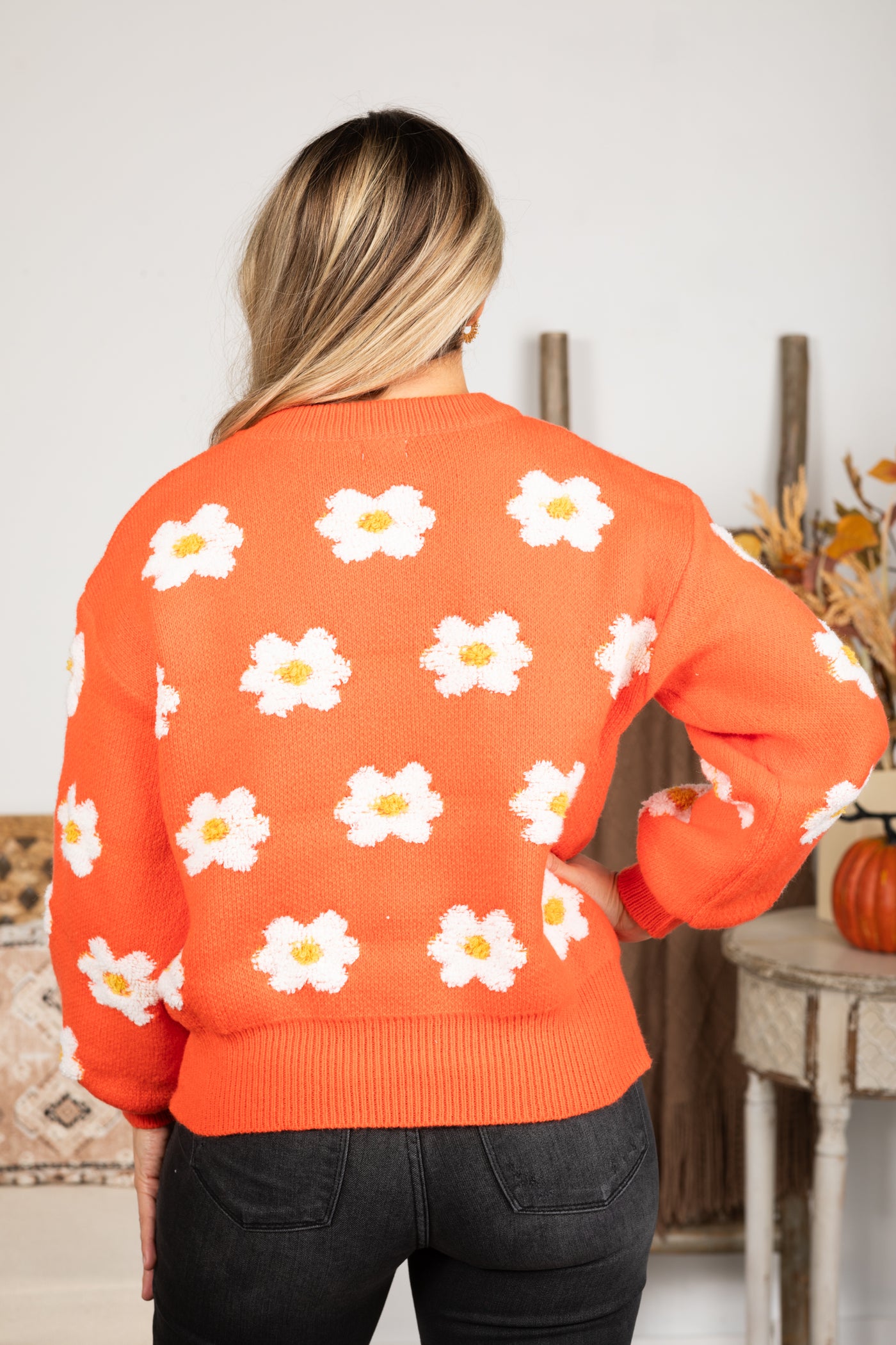 Oversize Daisy Floral Pattern Sweater