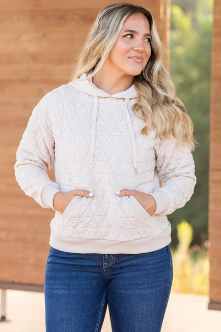 Quilted Knit Kangaroo Pocket Hoodie