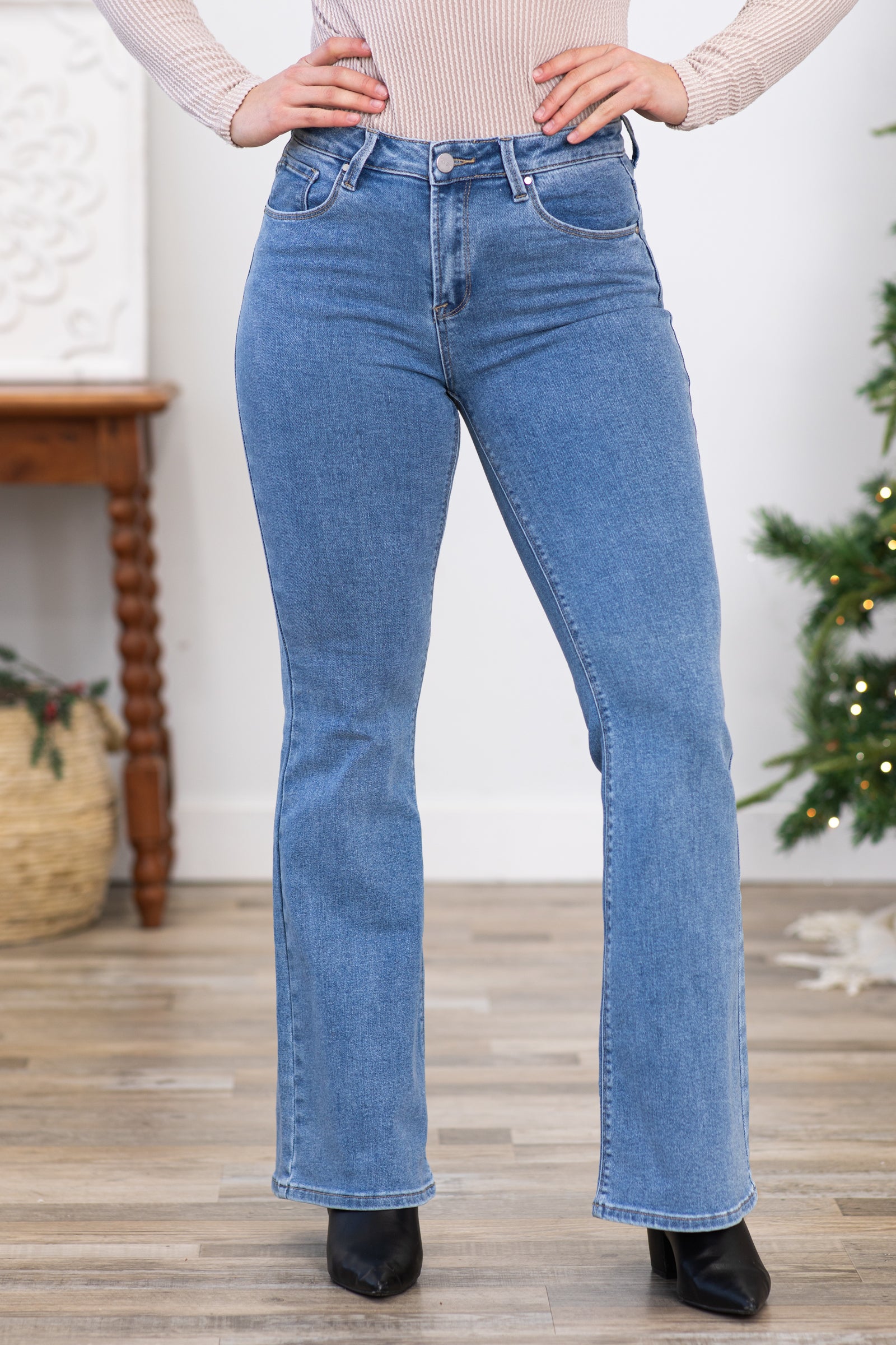 Risen High Rise Clean Hem Flare Jeans · Filly Flair