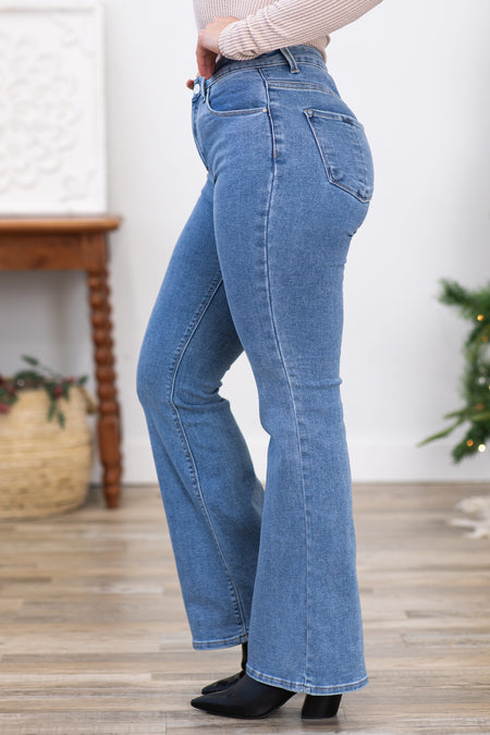 Risen High Rise Clean Hem Flare Jeans