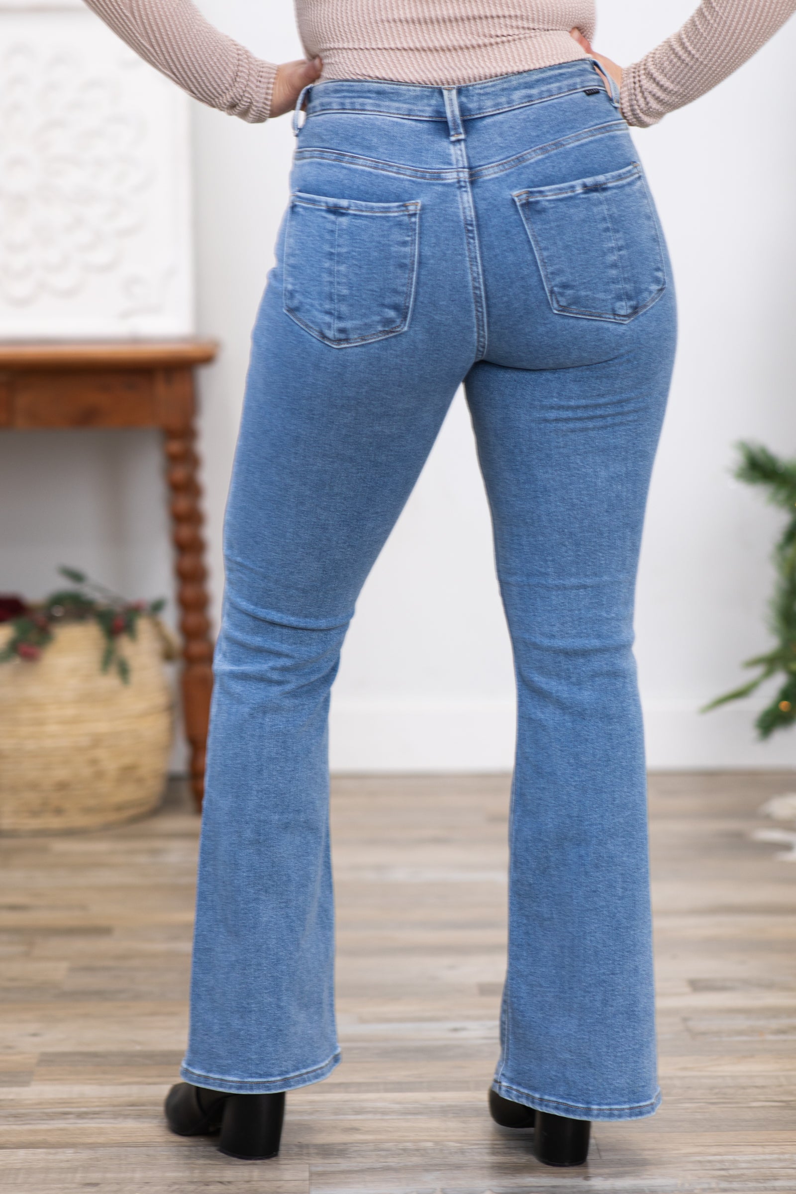 Risen High Rise Clean Hem Flare Jeans · Filly Flair