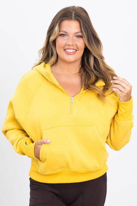 The Essential 1/2 Zip Hoodie in Mustard - Filly Flair