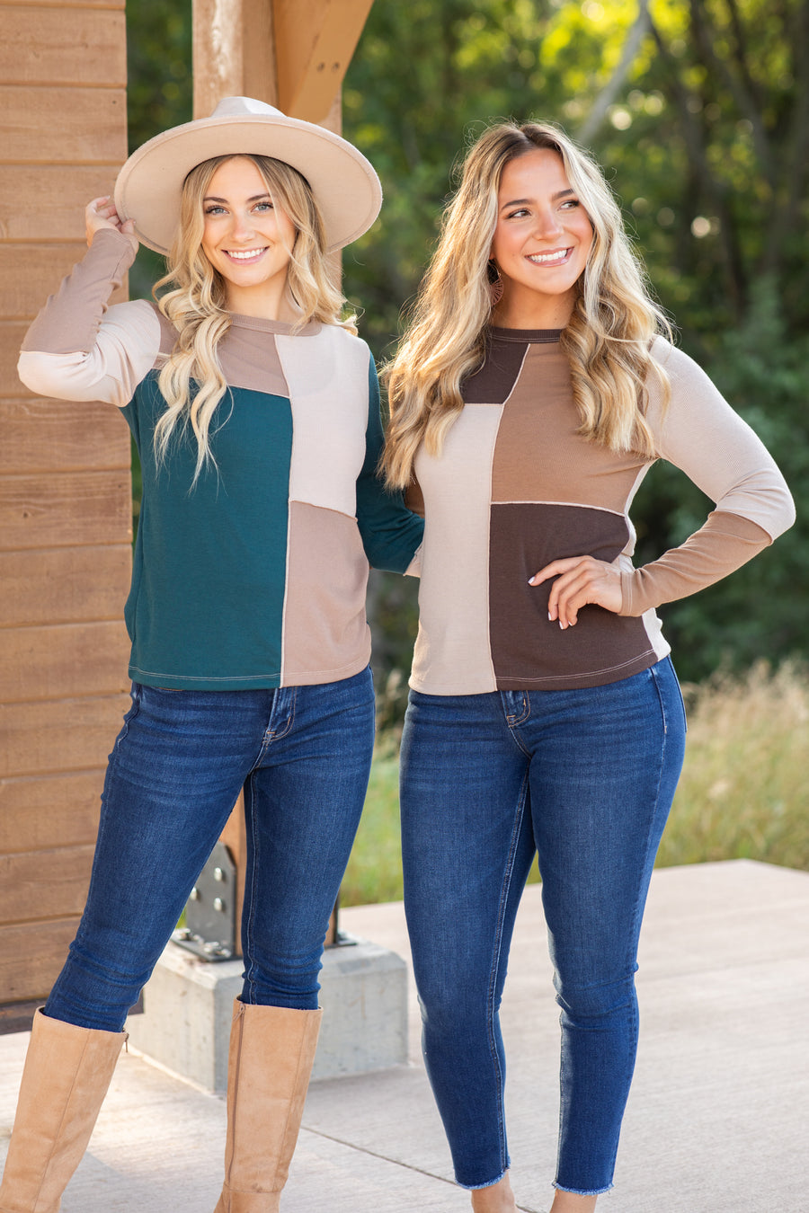 Exposed Seam Long Sleeve Knit Top