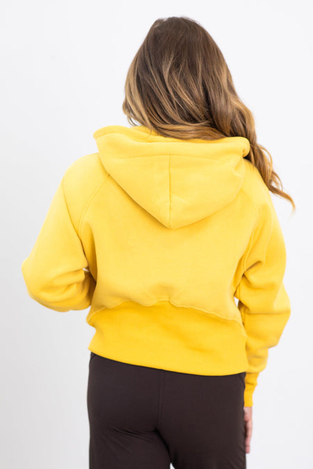 The Essential 1/2 Zip Hoodie in Mustard - Filly Flair