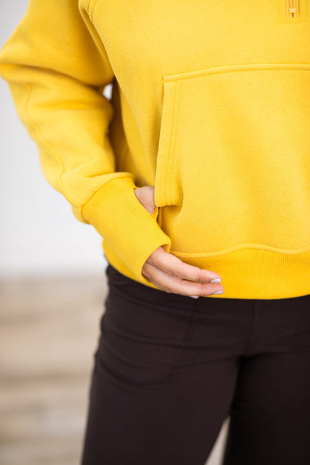 The Essential 1/2 Zip Hoodie in Mustard - Filly Flair