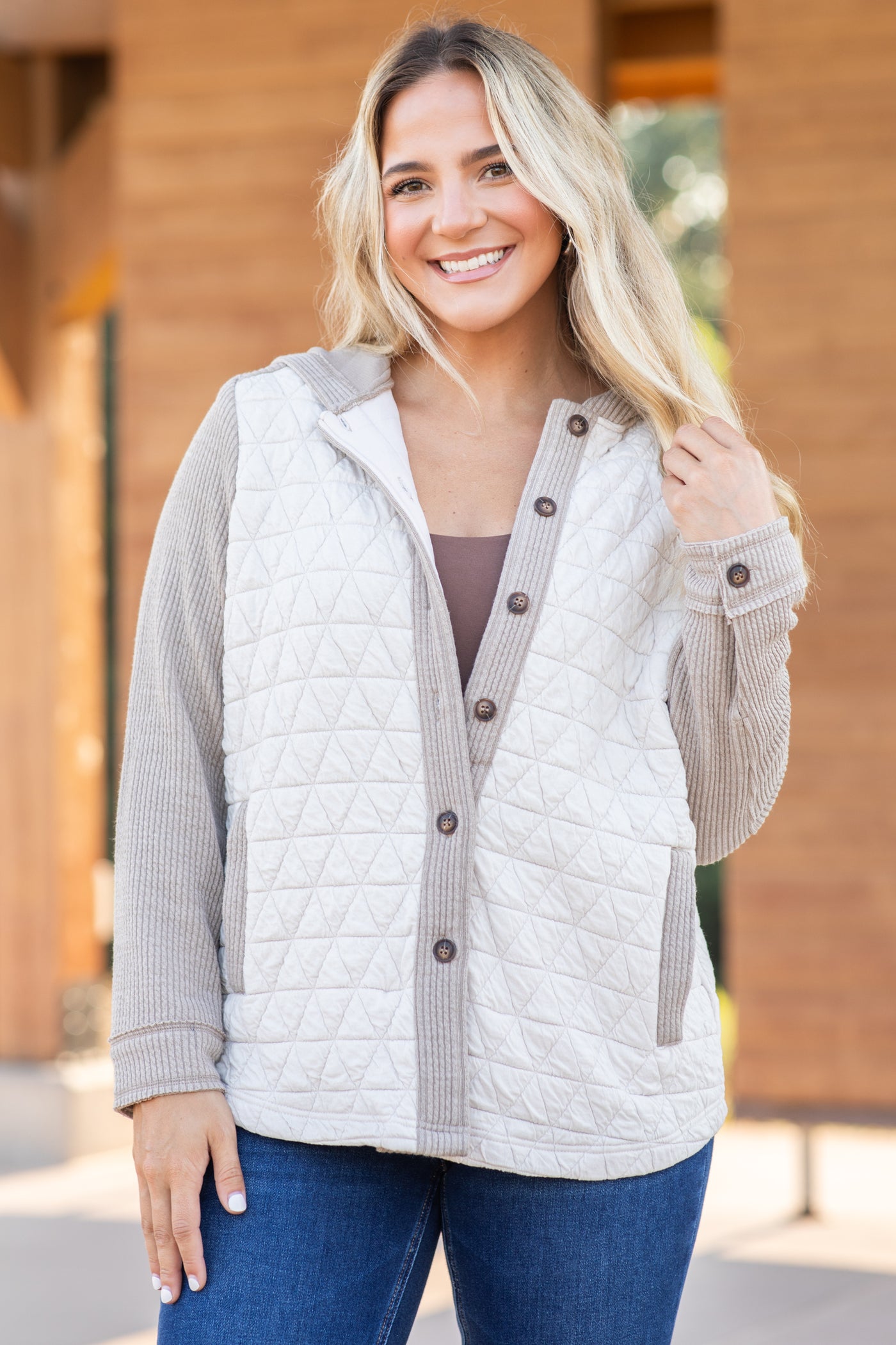 Two-Tone Quilted Jacket