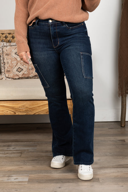 Judy Blue Dark Wash Cargo Bootcut Jeans