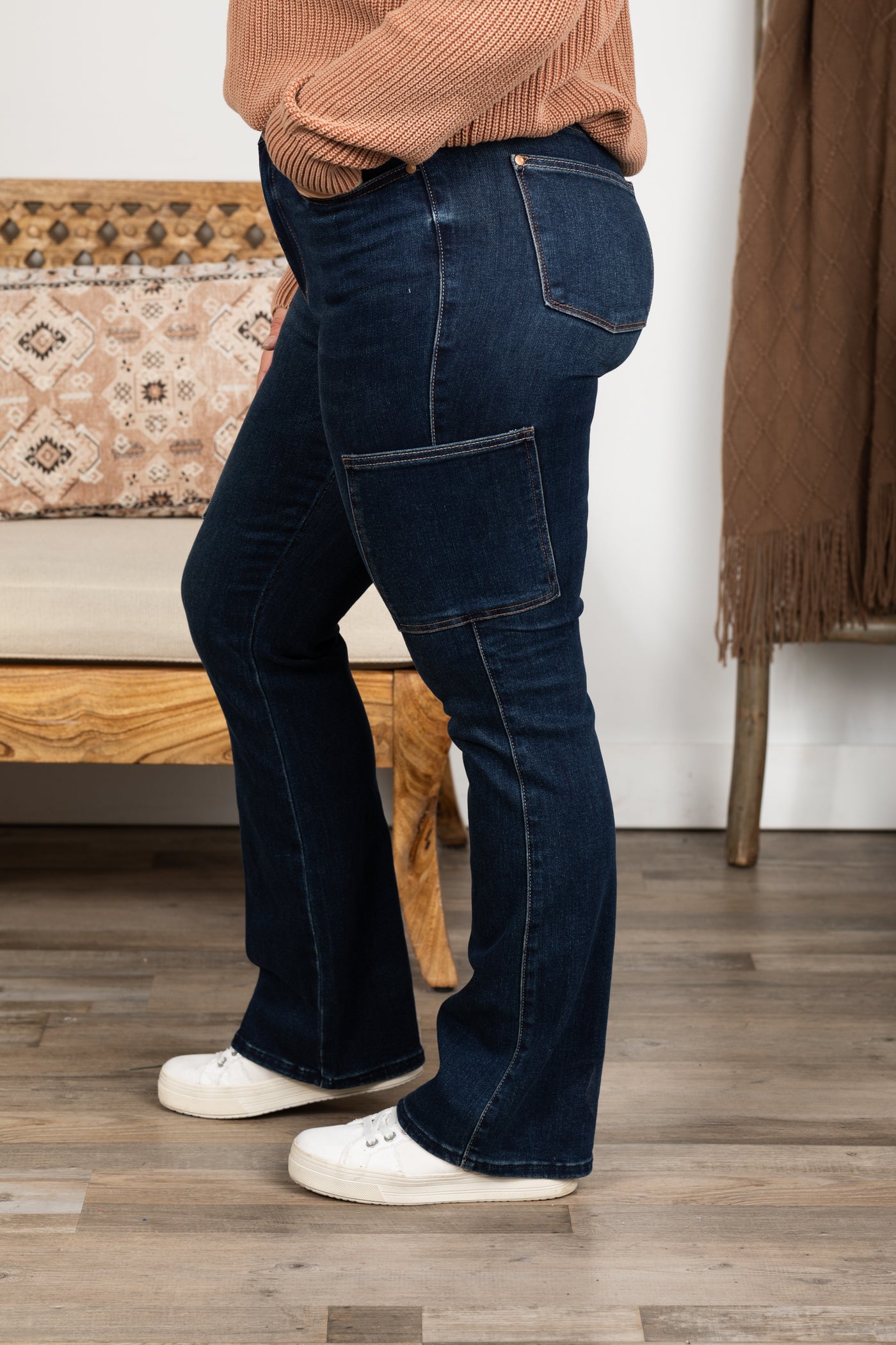 Judy Blue Dark Wash Cargo Bootcut Jeans