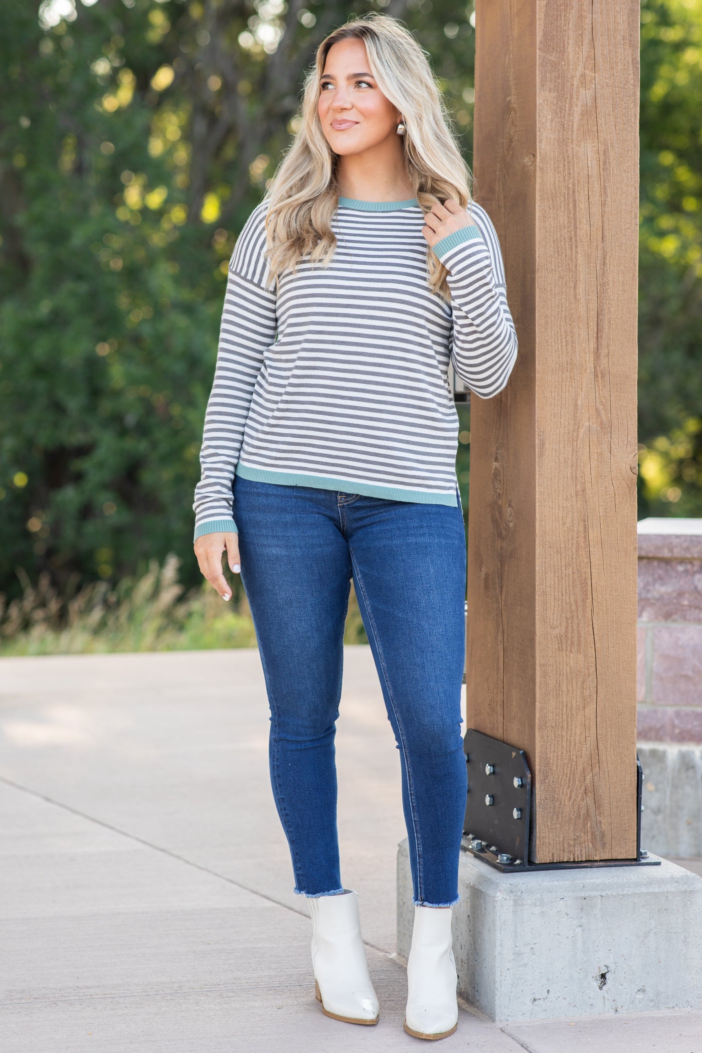 Stripe Long Sleeve Knit Top