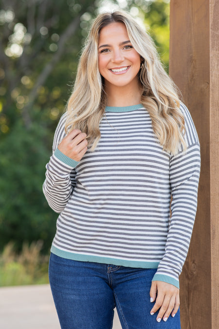 Stripe Long Sleeve Knit Top