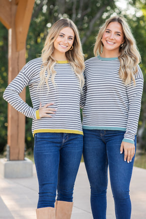 Stripe Long Sleeve Knit Top