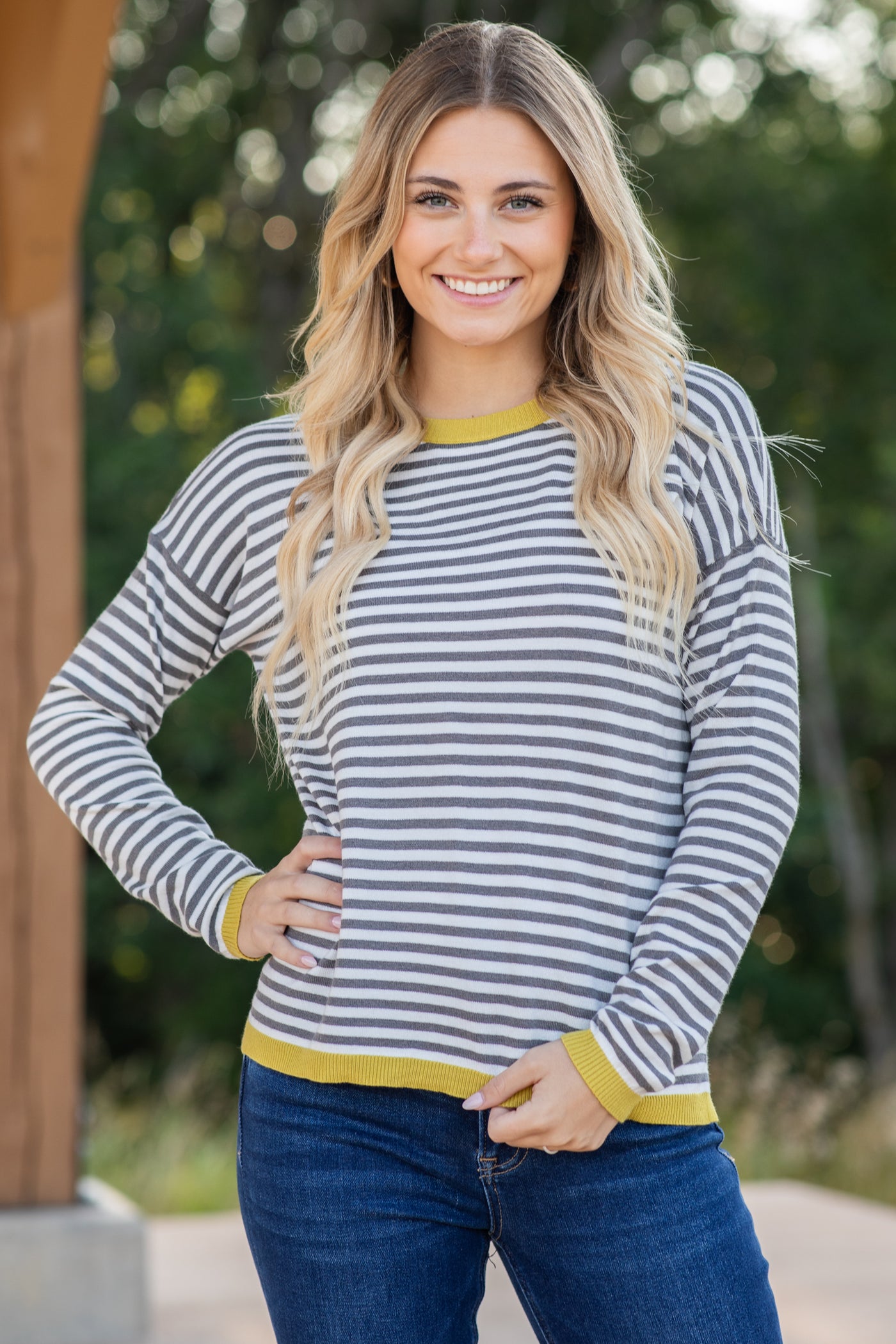 Stripe Long Sleeve Knit Top