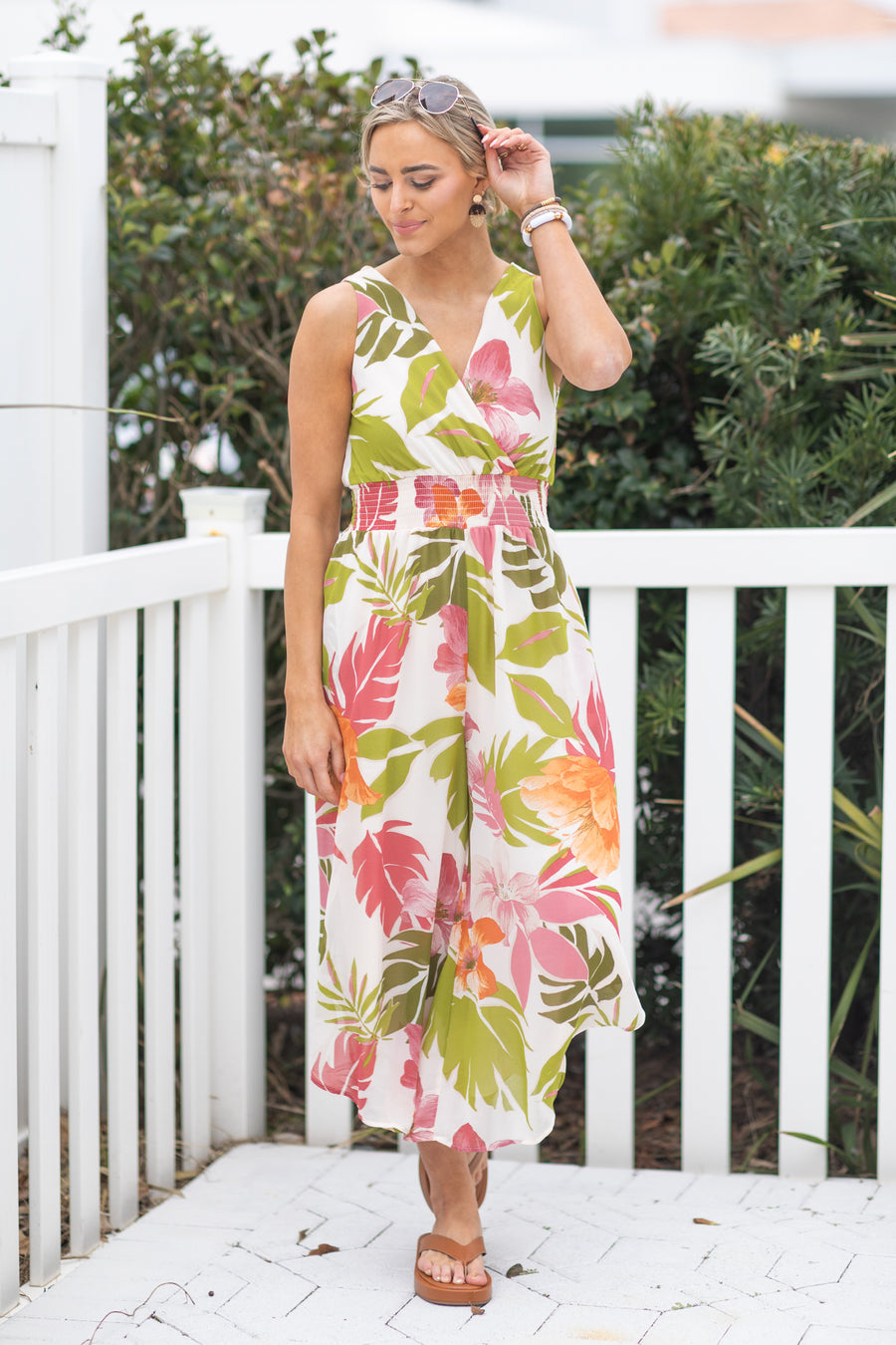 Wine And Light Olive Floral Flowy Jumpsuit