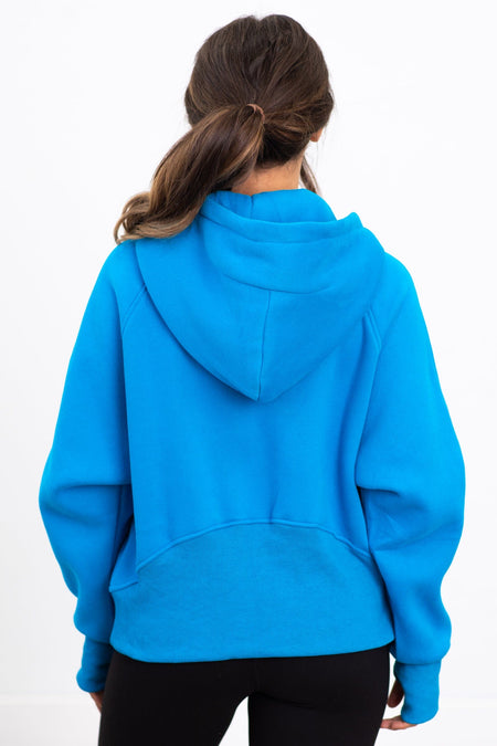 The Essential 1/2 Zip Hoodie in Blue - Filly Flair