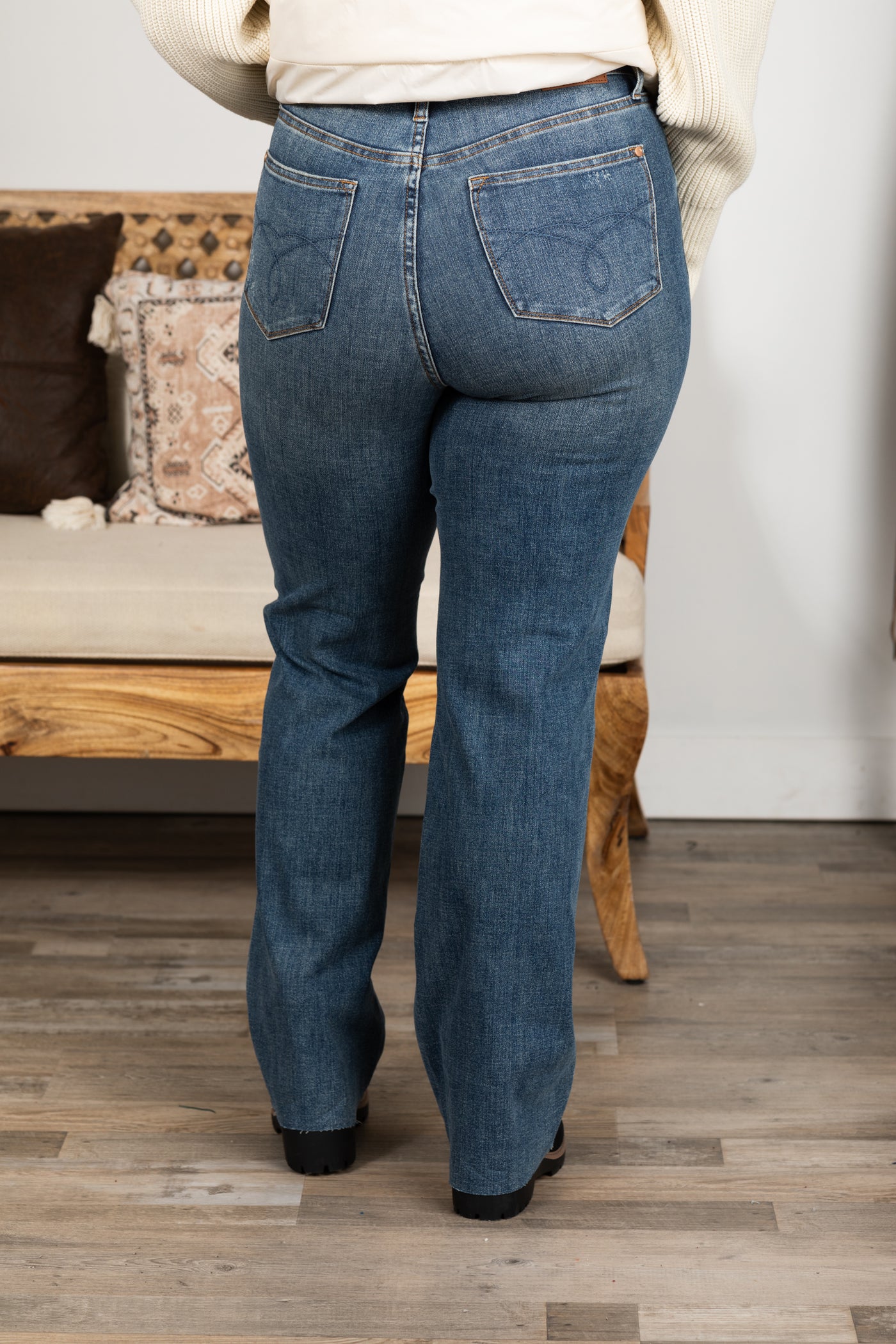 Judy Blue Tummy Control Raw Hem Straight Leg Jeans