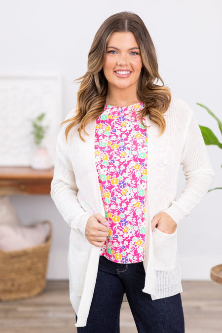 Hot Pink and Mint Floral Print Top - Filly Flair