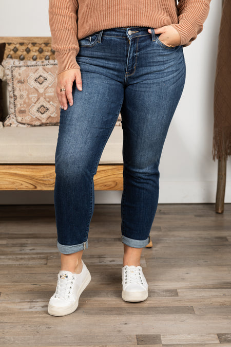 Judy Blue Core Mid Rise Cuffed Boyfriend Jeans