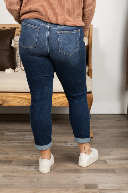 Judy Blue Core Mid Rise Cuffed Boyfriend Jeans