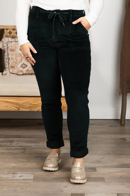 Judy Blue Emerald Corduroy Cuffed Joggers