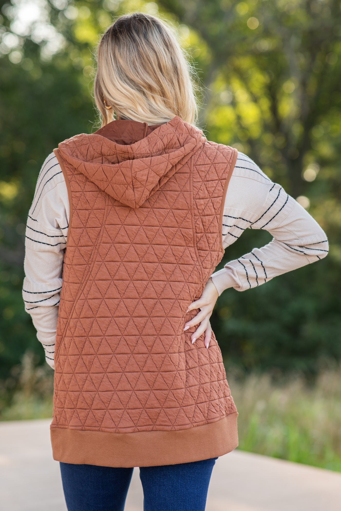 Zip-Up Quilted Textured Knit Vest