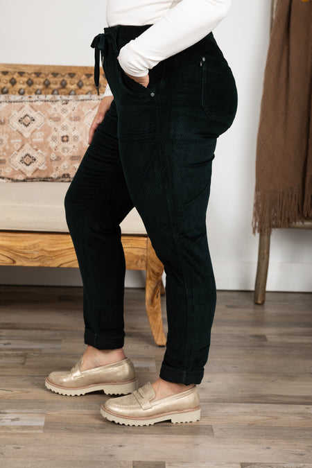 Judy Blue Emerald Corduroy Cuffed Joggers