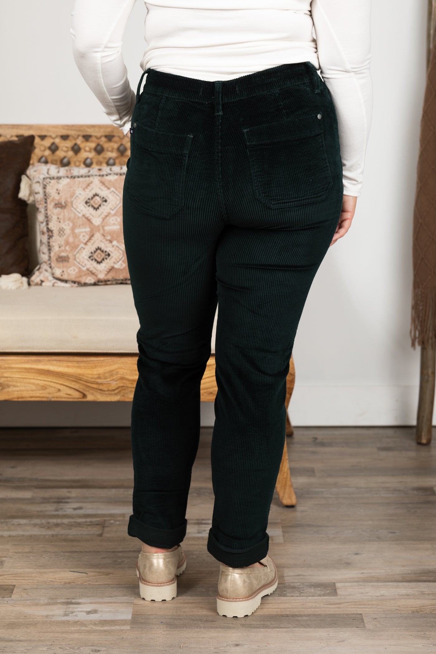 Judy Blue Emerald Corduroy Cuffed Joggers