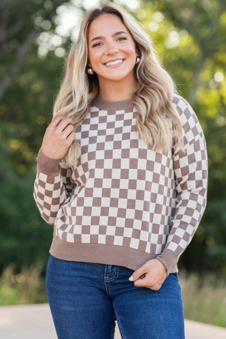 Checkerboard Knit Sweater