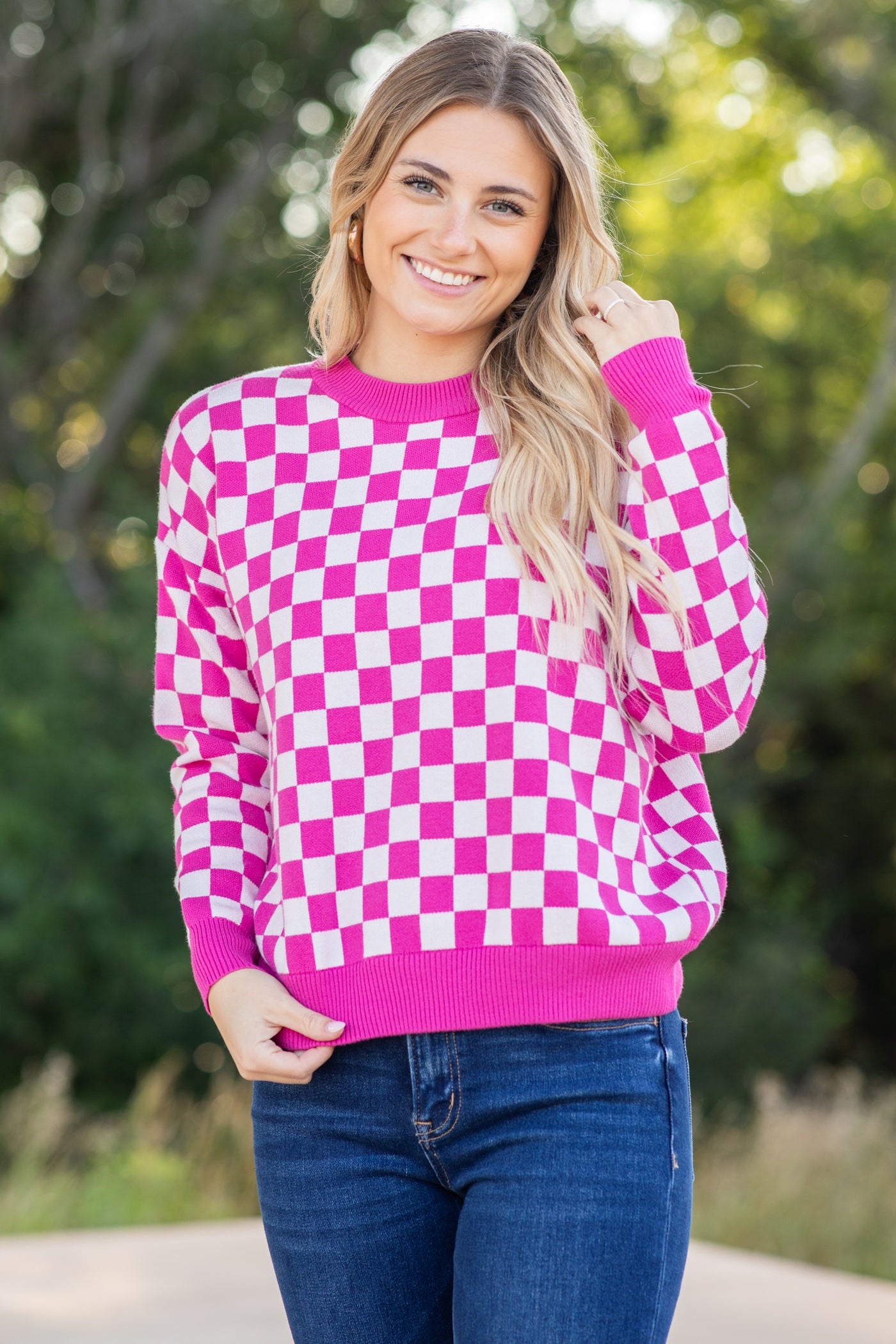 Checkerboard Knit Sweater