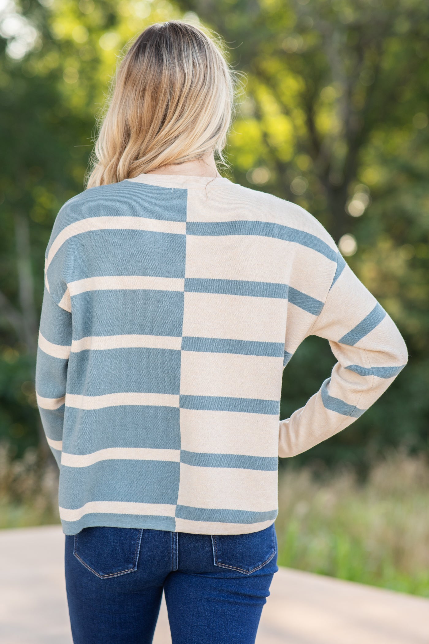 Slate Colorblock Long Sleeve Pullover Top