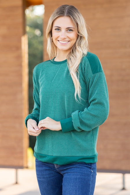 Tonal Colorblock Ribbed Knit Top