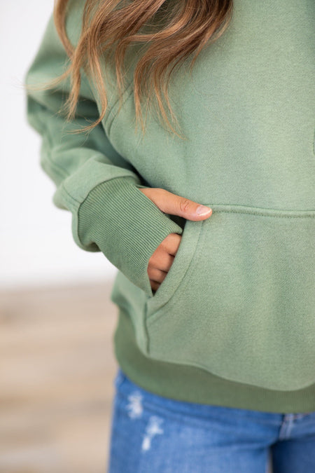 The Essential 1/2 Zip Hoodie in Sage - Filly Flair