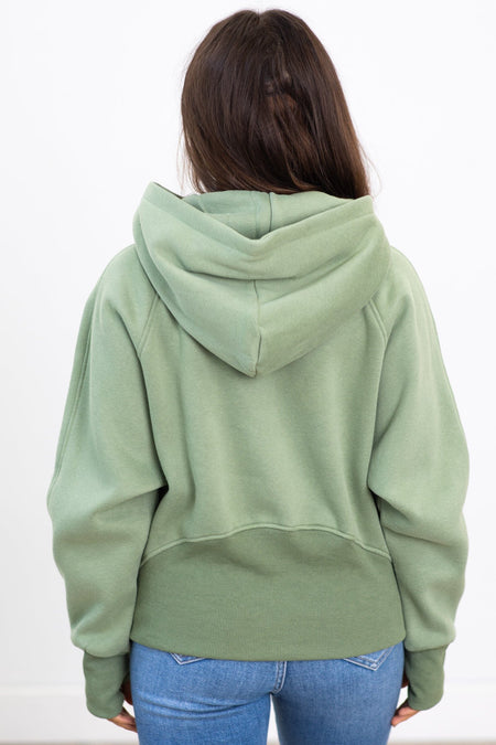 The Essential 1/2 Zip Hoodie in Sage - Filly Flair