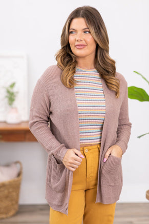 Mocha Sweater Cardigan With Pockets - Filly Flair