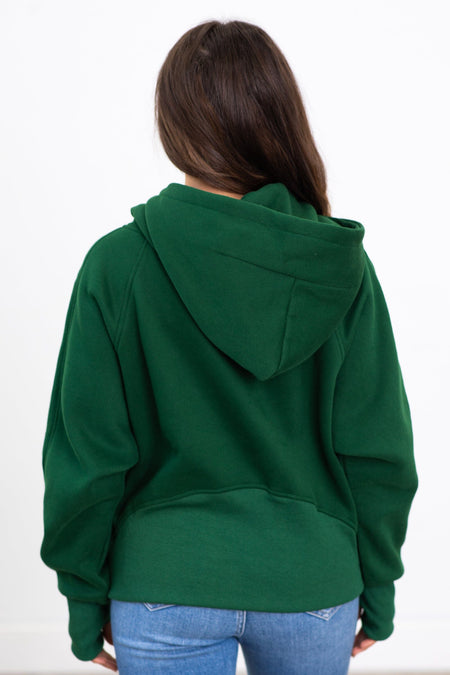 The Essential 1/2 Zip Hoodie in Hunter Green - Filly Flair