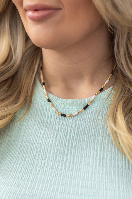 Black and White Beaded Necklace