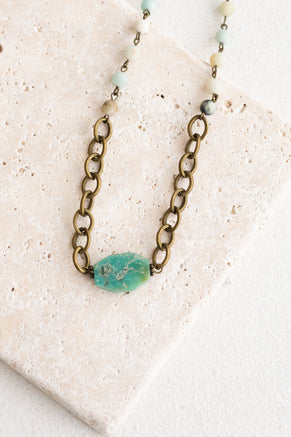 Bronze Necklace With Amazonite Stone