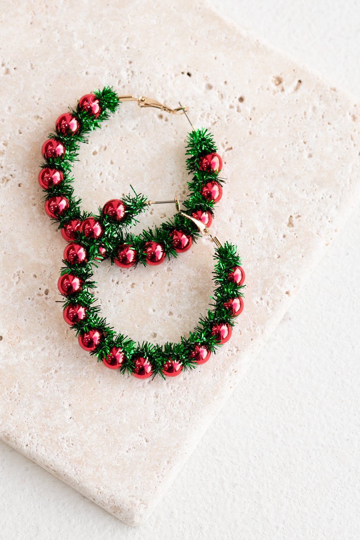 Red And Green Christmas Wreath Earrings