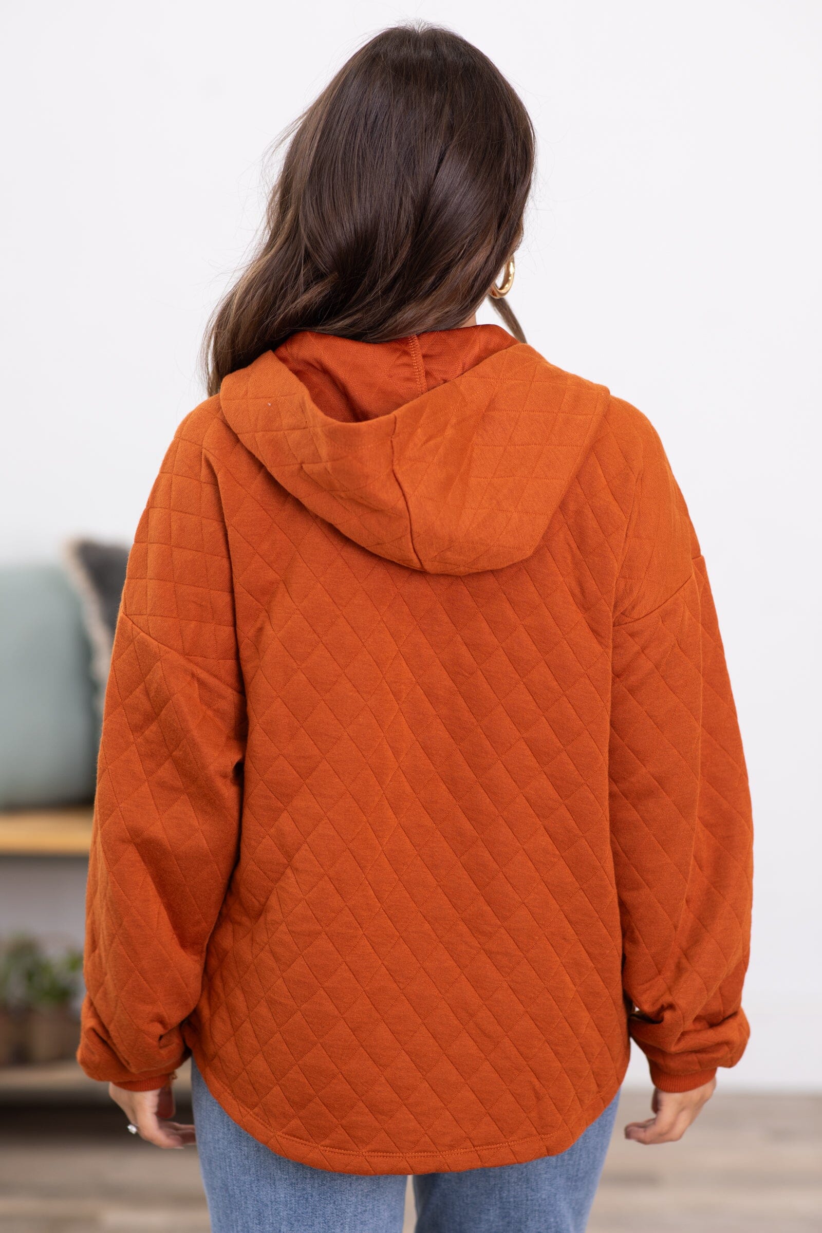 Burnt orange zip up on sale hoodie