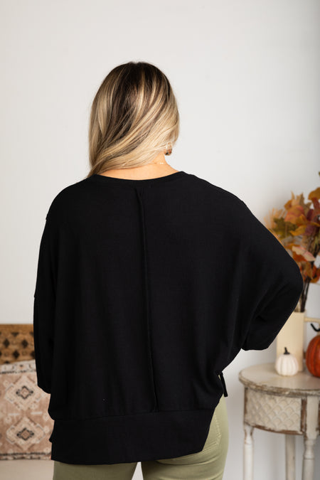 Pieced Oversized Crepe Hacci Knit Top