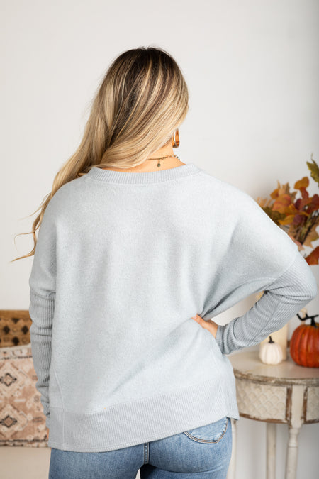 V-Neck Brushed Soft Knit Top