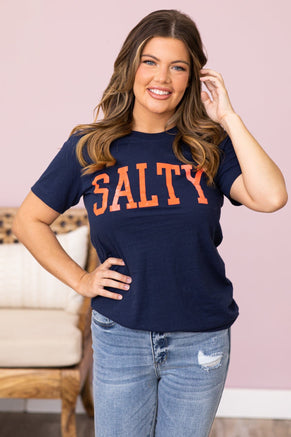 Navy and Orange Salty Graphic Tee - Filly Flair